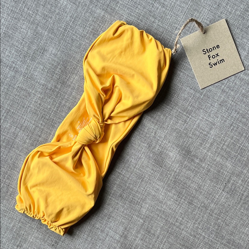 Stone Fox Swim Yellow Twist Bandeau Bikini Top M NWT